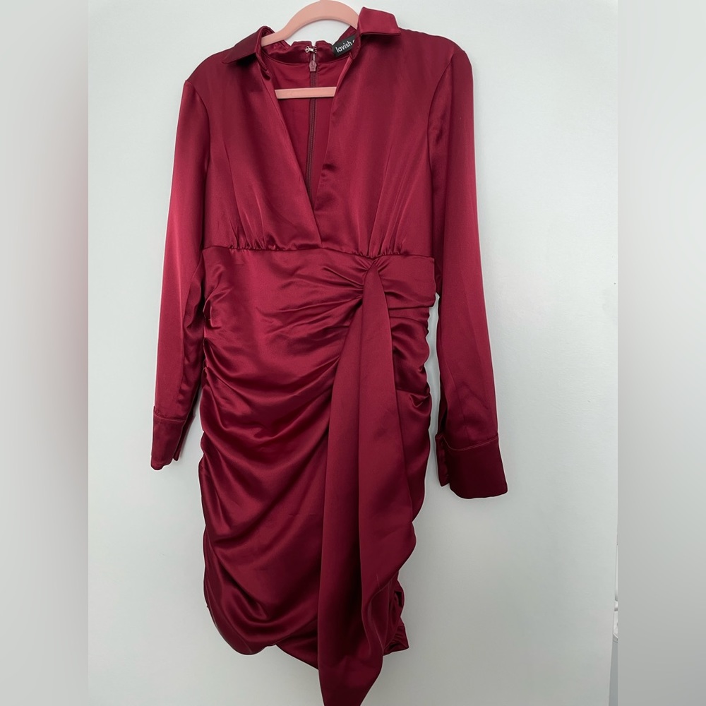Lavish Alice Satin Minidress Burgundy Size US10/UK14